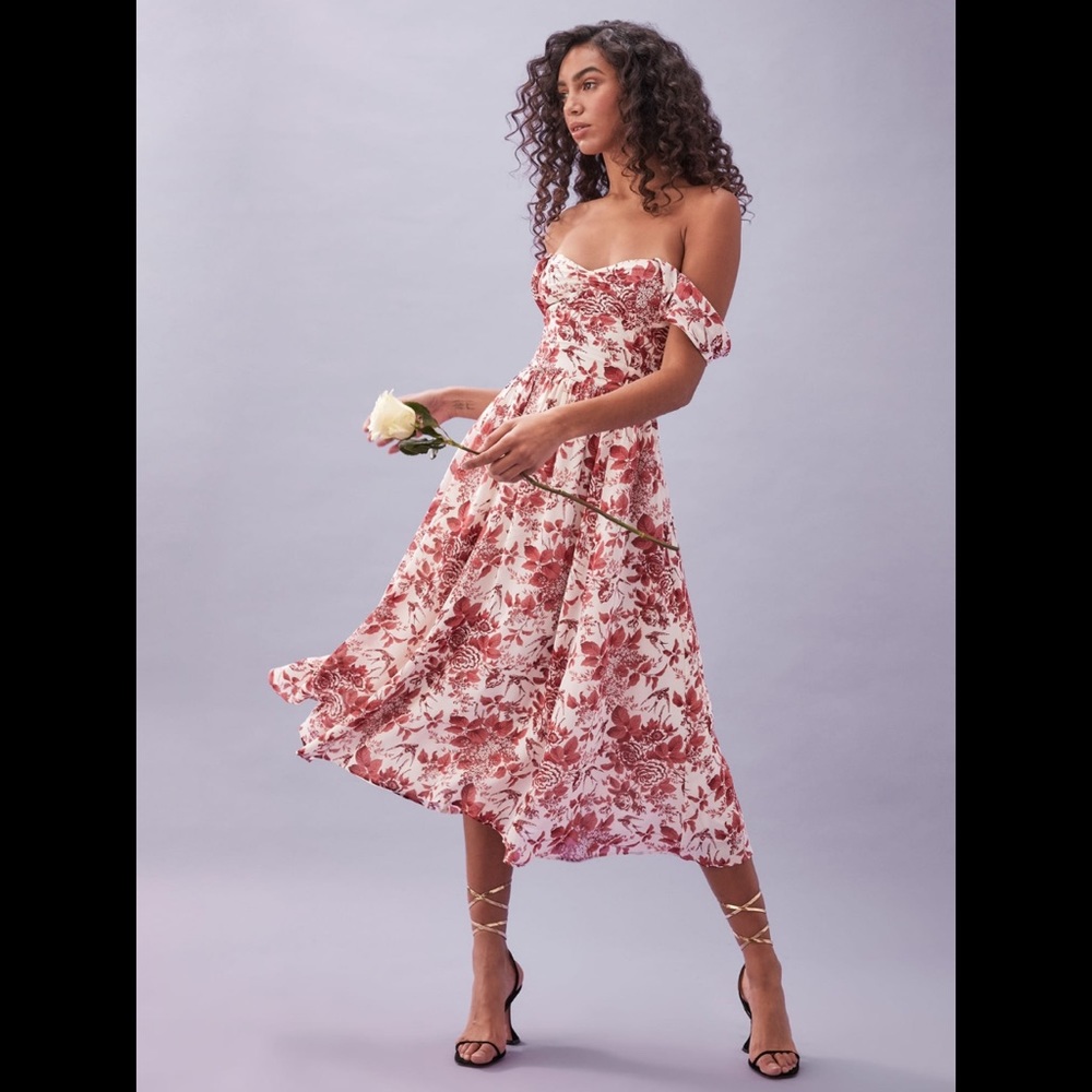 Reformation Violet Dress in Toile De Jouy